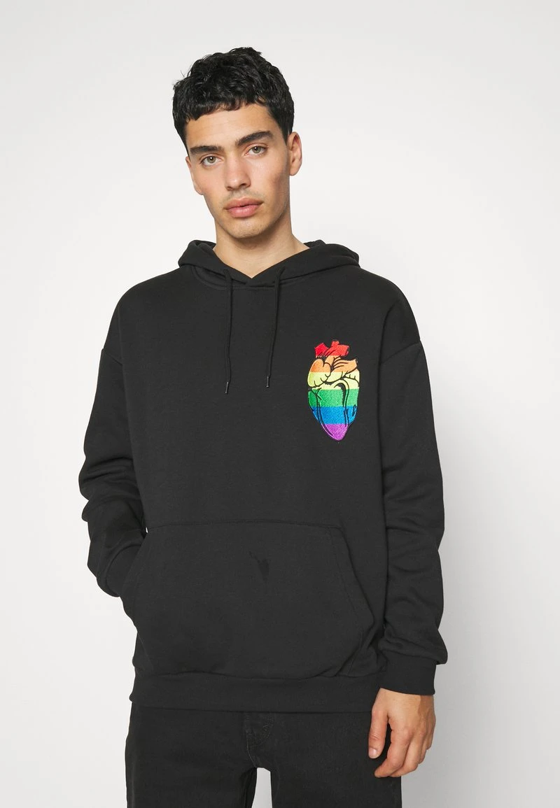 YOURTURN RAINBOW HEART HOODIE PRIDE UNISEX - Felpa Con Cappuccio - Black 6 YOURTURN RAINBOW HEART HOODIE PRIDE UNISEX - Felpa Con Cappuccio - Black - immagine 4