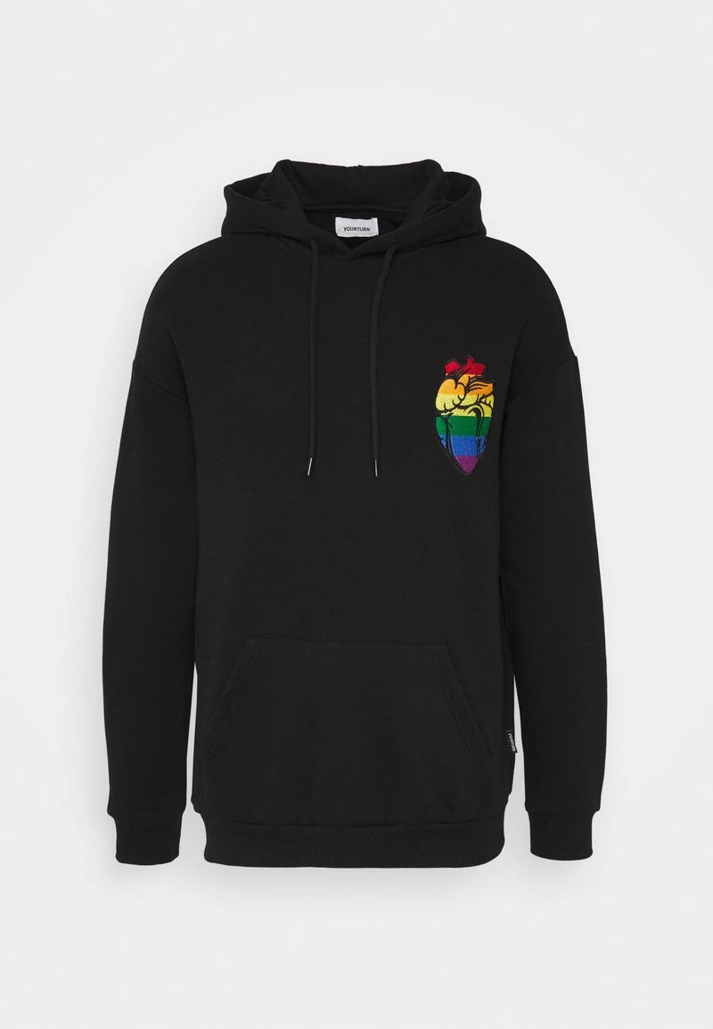 YOURTURN RAINBOW HEART HOODIE PRIDE UNISEX - Felpa Con Cappuccio - Black 11 YOURTURN RAINBOW HEART HOODIE PRIDE UNISEX - Felpa Con Cappuccio - Black - immagine 9
