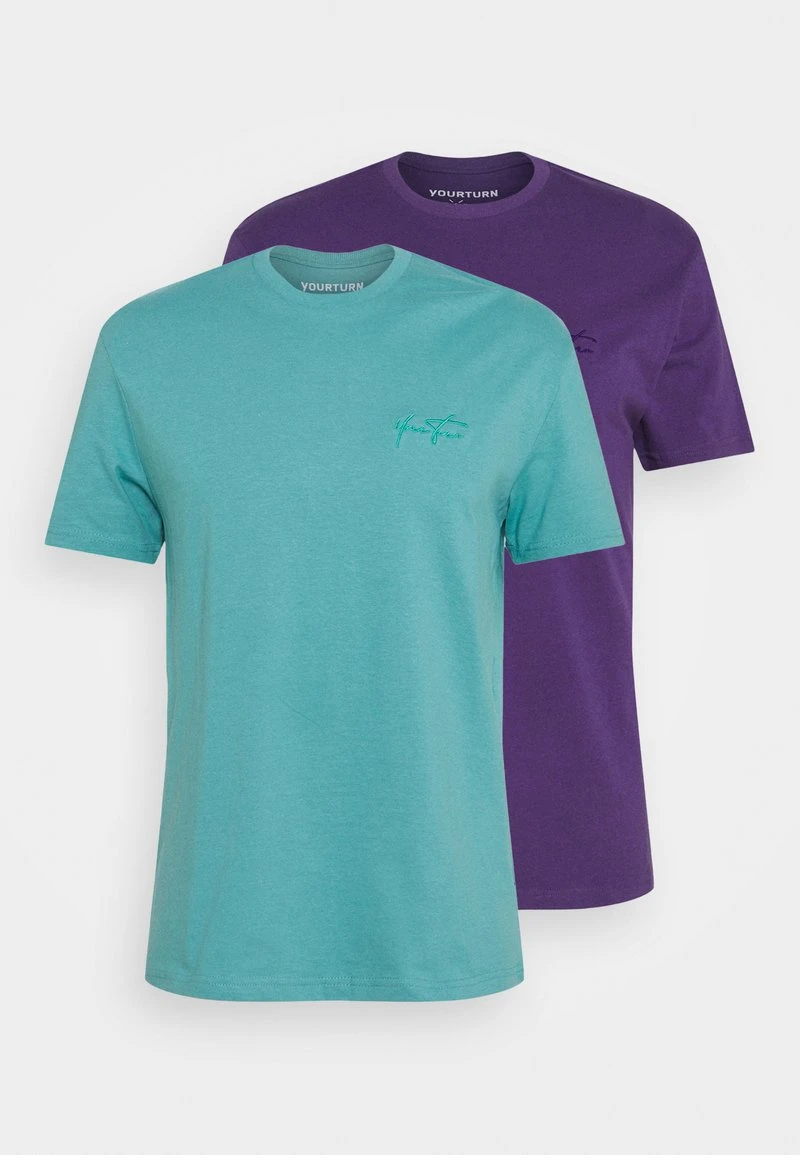 YOURTURN UNISEX 2 PACK - T-shirt Basic - Purple/turquoise 3 YOURTURN UNISEX 2 PACK - T-shirt Basic - Purple/turquoise